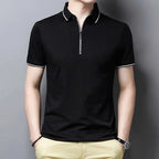 New Men's Casual and Fashionable Solid Color Short Sleeved Polo Shirt Superfacilita XL black China Mainland