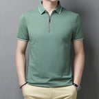 New Men's Casual and Fashionable Solid Color Short Sleeved Polo Shirt Superfacilita XL green China Mainland