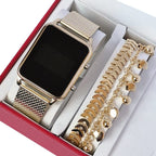 Relógio Digital Feminino + Pulseira SH - 508 - Relógio Digital Feminino + Pulseira Superfacilita Dourado 