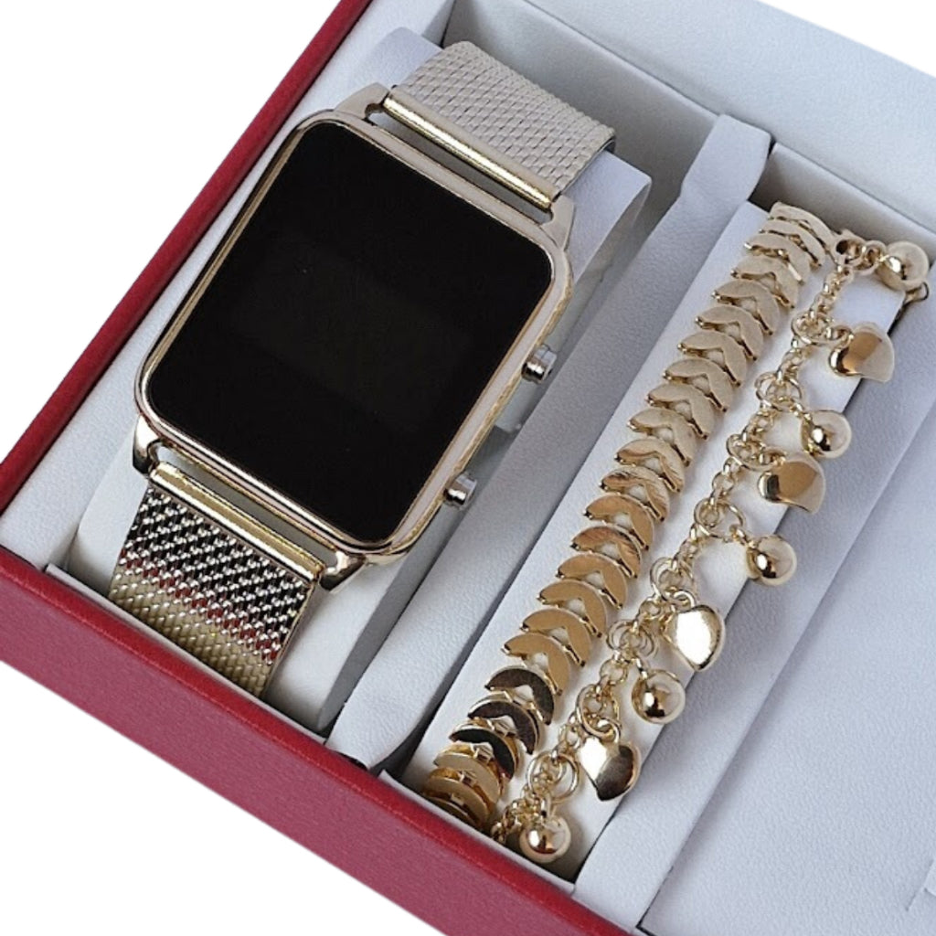 Relógio Digital Feminino  + Pulseira