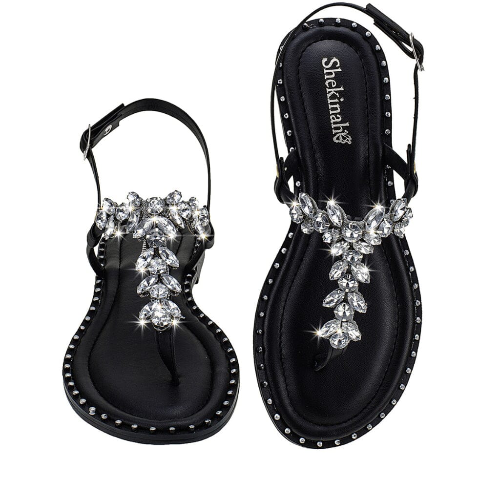Sandália Rasteira Feminina Shekinah com Pedrarias e Tachas. Sandália Rasteira Feminina Shekinah com Pedrarias e Tachas Superfacilita Preto 34 