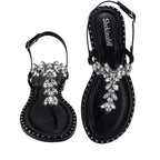 Sandália Rasteira Feminina Shekinah com Pedrarias e Tachas. Sandália Rasteira Feminina Shekinah com Pedrarias e Tachas Superfacilita Preto 34 