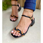 Sandália Salto Bloco 3cm Trançada Colorida Feminina Sandália Salto Bloco 3cm Trançada Colorida Feminina Superfacilita 