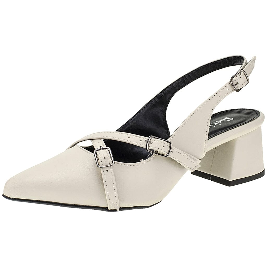 Scarpin Slingback Bico Fino com Fivelas Scarpin Slingback Bico Fino com Fivelas Superfacilita 