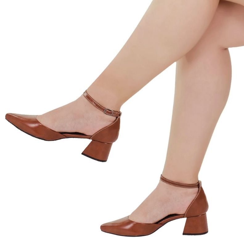 Scarpin Slingback Bico Fino Salto Baixo Scarpin Slingback Bico Fino Salto Baixo Superfacilita Caramelo 34 