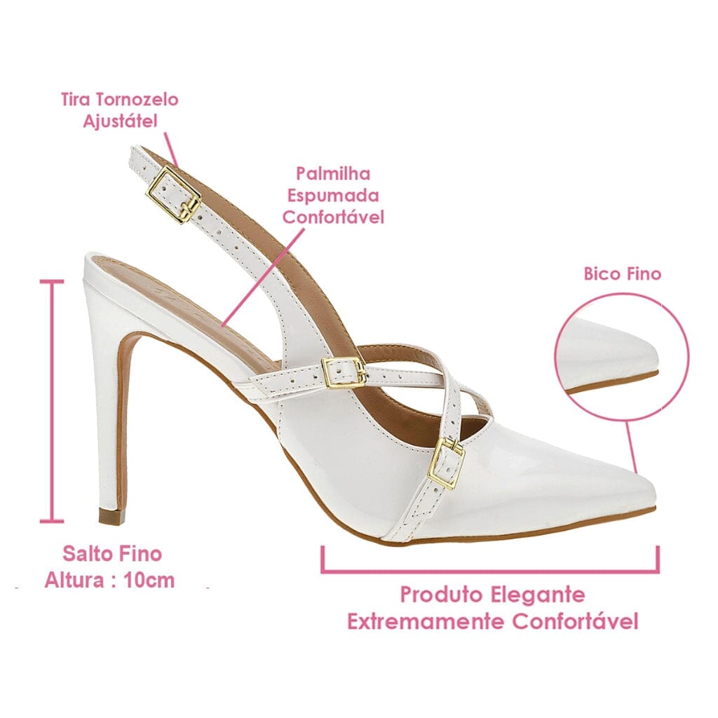 Scarpin Slingback Verniz Bico Fino Scarpin Slingback Verniz Bico Fino Superfacilita 