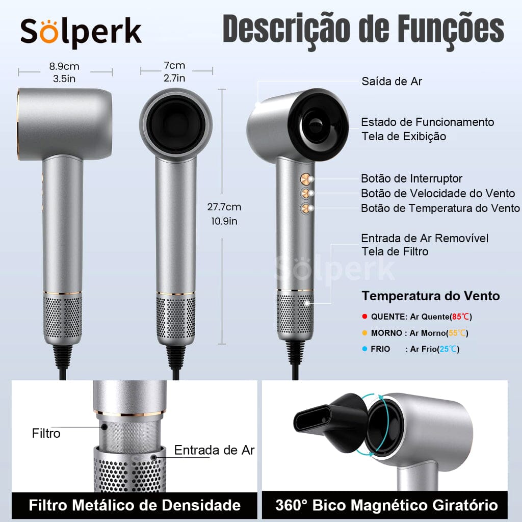 Secador de Cabelo Alta Velocidade | Tecnologia de Íons Negativos 120000 RPM SH - Secador de Cabelo Alta Velocidade | Tecnologia de Íons Negativos 120000 RPM Superfacilita 
