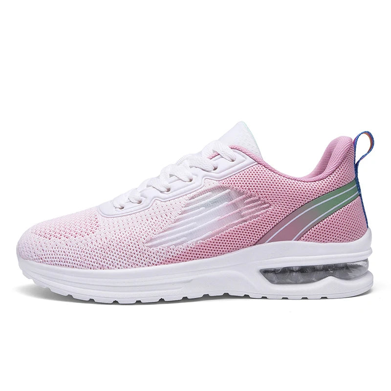 Tênis Feminino de Caminhada e Corrida AirConfort FEM - CALÇ - 1123 - Tênis Feminino de Caminhada e Corrida AirConfort Superfacilita Branco e Rosa 34 