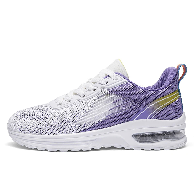 Tênis Feminino de Caminhada e Corrida AirConfort FEM - CALÇ - 1123 - Tênis Feminino de Caminhada e Corrida AirConfort Superfacilita Branco e Roxo 34 