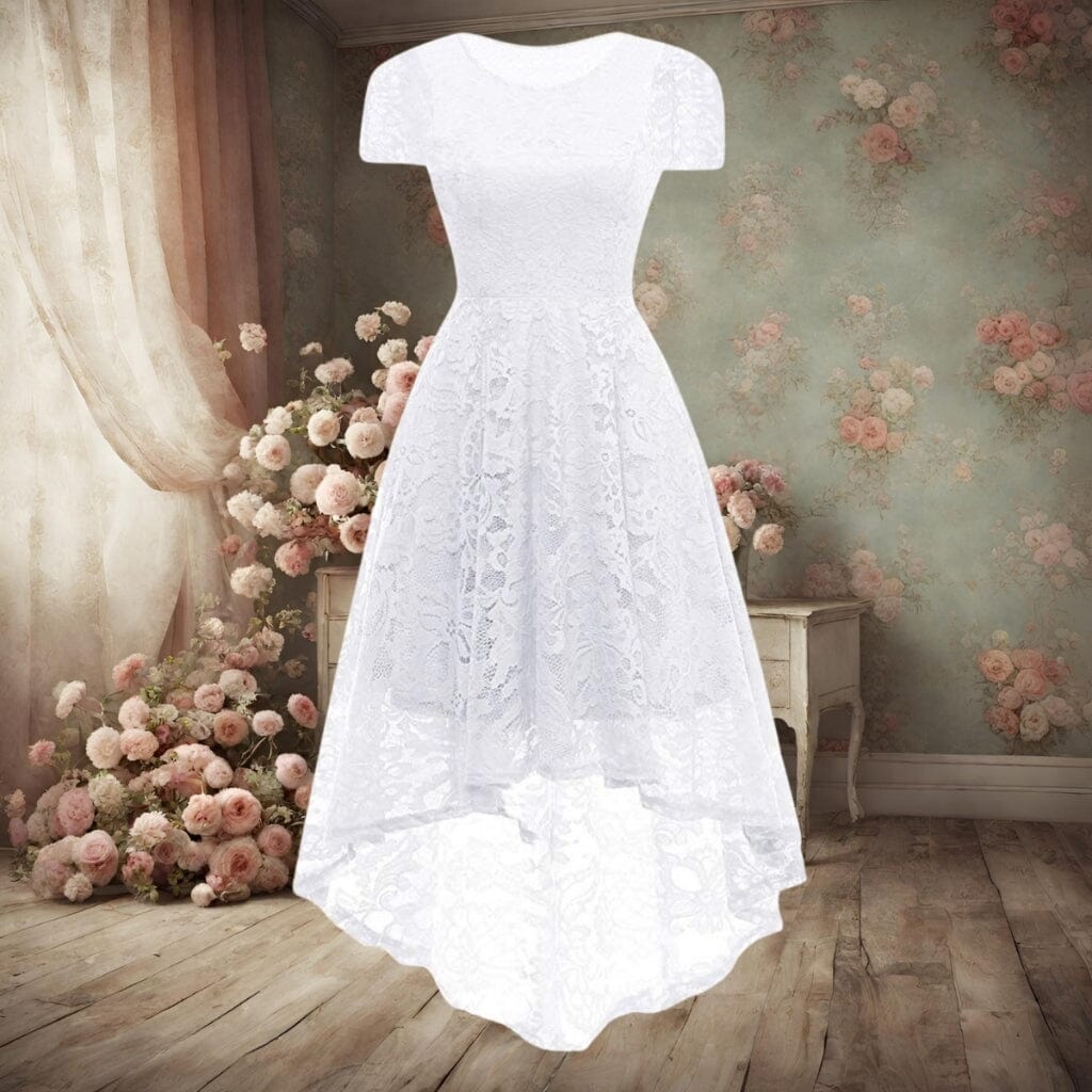 Vestido Longo de Renda Plus Size com Elastano Vestido Longo de Renda Plus Size com Elastano Superfacilita Branco PP 