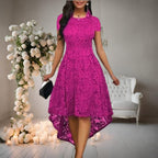 Vestido Longo de Renda Plus Size com Elastano Vestido Longo de Renda Plus Size com Elastano Superfacilita Pink PP 