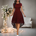 Vestido Longo de Renda Plus Size com Elastano Vestido Longo de Renda Plus Size com Elastano Superfacilita Vinho PP 