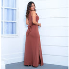 Vestido Longo Feminino Um Ombro Só com Fenda e Faixa Vestido Longo Feminino Um Ombro Só com Fenda e Faixa Superfacilita 