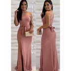 Vestido Longo Feminino Um Ombro Só com Fenda e Faixa Vestido Longo Feminino Um Ombro Só com Fenda e Faixa Superfacilita Rose Único (Veste do 38 ao 42) 