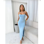 Vestido Longo Suplex com Fenda e Costas Trançadas SH - Vestido Longo Suplex com Fenda e Costas Trançadas Superfacilita 