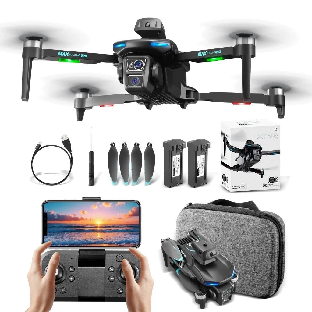 XT606/GN-506 Drone 8K Dual Camera Brushless Motor RC Quadcopter Profissional Helicóptero Dobrável C Superfacilita 