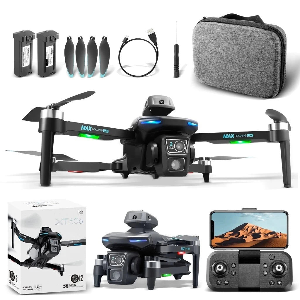 XT606/GN-506 Drone 8K Dual Camera Brushless Motor RC Quadcopter Profissional Helicóptero Dobrável C Superfacilita 