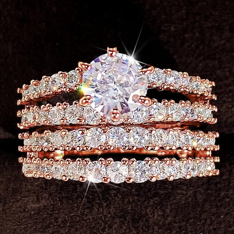 Anéis de Zircônia Feminino Conjunto Anéis de Zircônia Feminino Conjunto Superfacilita Rose 9 