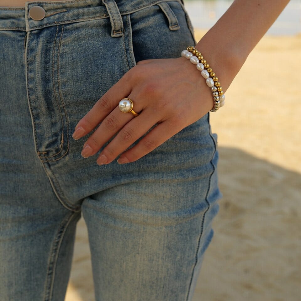 Anel com Pérola Central Anel com Pérola Central Superfacilita 