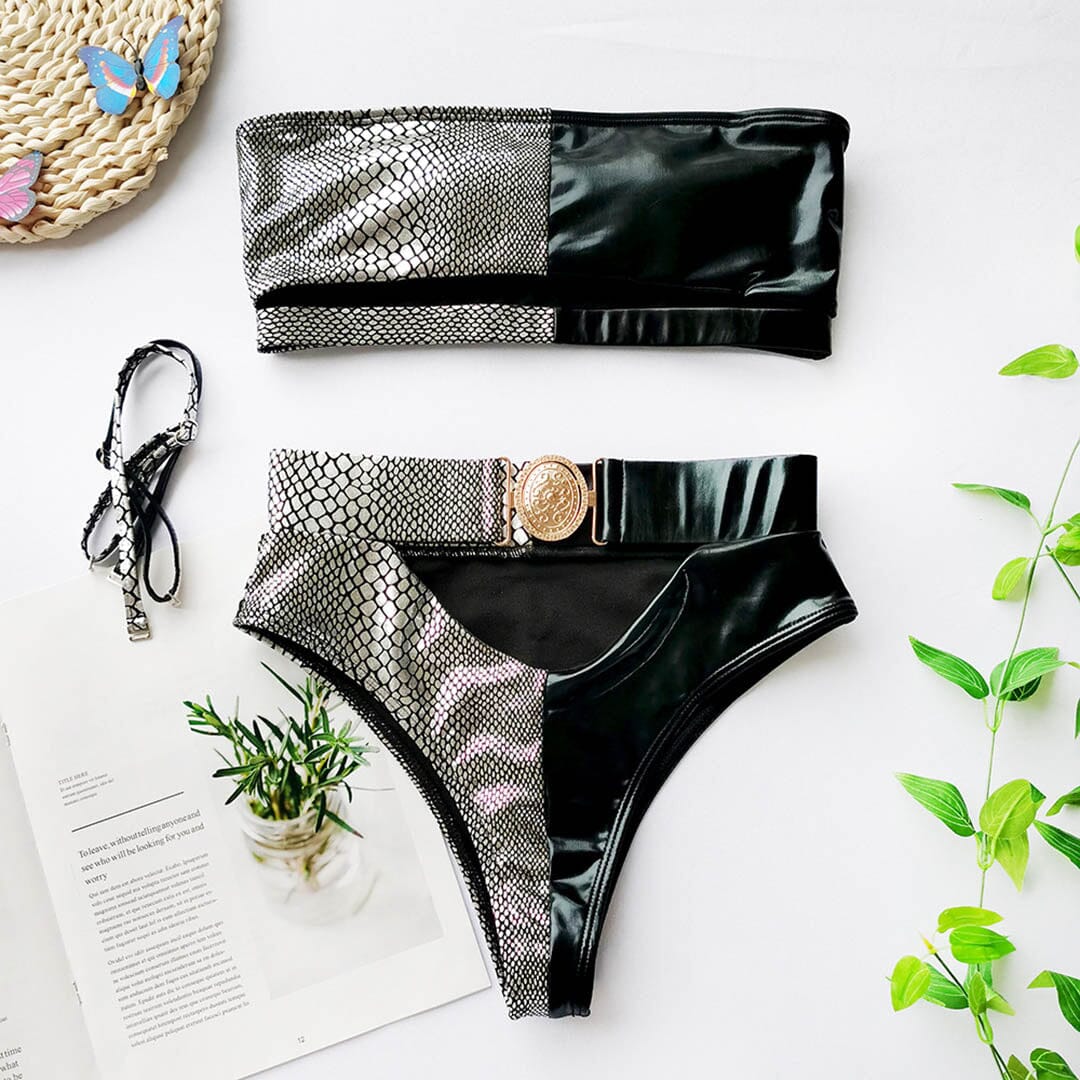 Biquíni Clarice Biquinis Superfacilita Preto e prata PP 