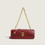 Bolsa de Ombro em Couro com Alça Dulpa e Corrente BOLSA TRANSVERSAL, BOLSA TOTE, BOLSA MÉDIA, BOLSA DE OMBRO, BOLSA DE MÃO, bolsa grande, Bolsa Grande Feminina, Bolsa Grande De Couro, bolsa preta de lado, bolsa de couro, bolsa preta, Superfacilita Vermelha 