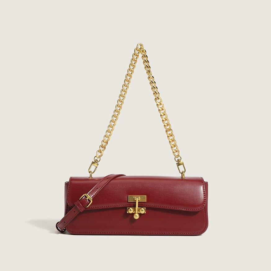 Bolsa de Ombro em Couro com Alça Dulpa e Corrente BOLSA TRANSVERSAL, BOLSA TOTE, BOLSA MÉDIA, BOLSA DE OMBRO, BOLSA DE MÃO, bolsa grande, Bolsa Grande Feminina, Bolsa Grande De Couro, bolsa preta de lado, bolsa de couro, bolsa preta, Superfacilita Vermelha 