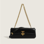 Bolsa de Ombro em Couro com Alça Dulpa e Corrente BOLSA TRANSVERSAL, BOLSA TOTE, BOLSA MÉDIA, BOLSA DE OMBRO, BOLSA DE MÃO, bolsa grande, Bolsa Grande Feminina, Bolsa Grande De Couro, bolsa preta de lado, bolsa de couro, bolsa preta, Superfacilita Preta 