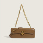 Bolsa de Ombro em Couro com Alça Dulpa e Corrente BOLSA TRANSVERSAL, BOLSA TOTE, BOLSA MÉDIA, BOLSA DE OMBRO, BOLSA DE MÃO, bolsa grande, Bolsa Grande Feminina, Bolsa Grande De Couro, bolsa preta de lado, bolsa de couro, bolsa preta, Superfacilita Marrom 