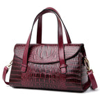 Bolsa Feminina de Couro Crocodile Bolsa F.C. Crocodile- M5 Superfacilita Borgonha 