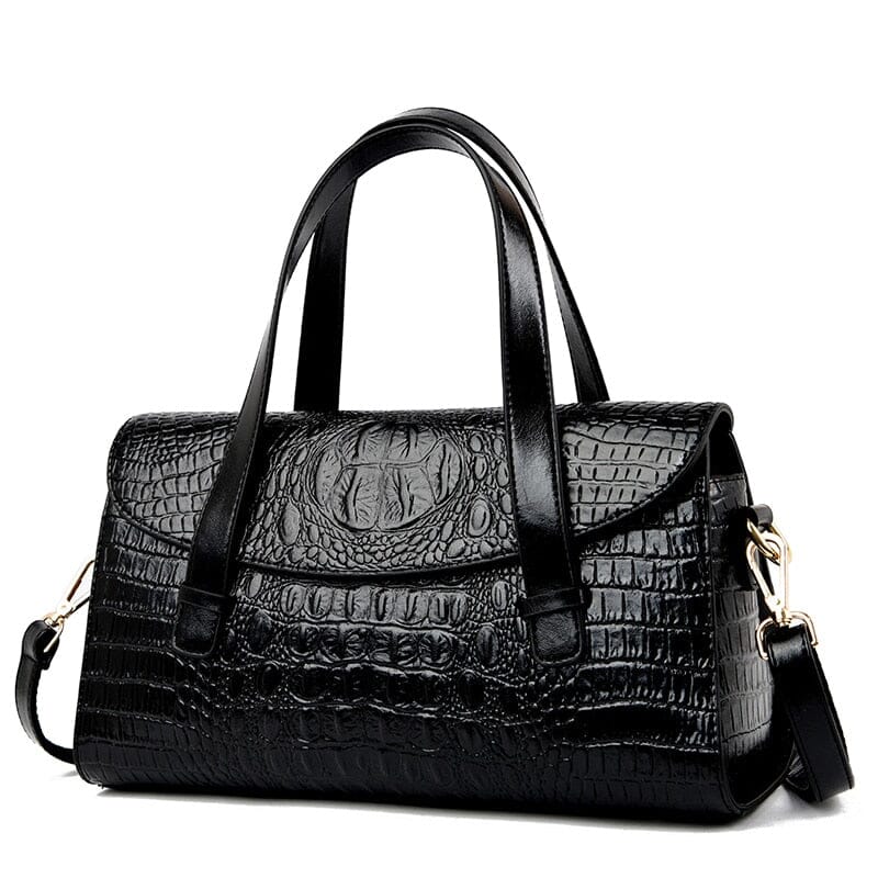 Bolsa Feminina de Couro Crocodile Bolsa F.C. Crocodile- M5 Superfacilita Preto 