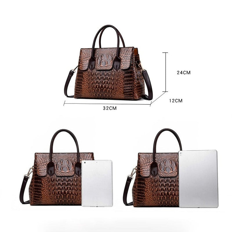 Bolsa Feminina de Couro Crocodile Luxo Bolsa F. de C. Crocodile Luxo M6 Superfacilita 