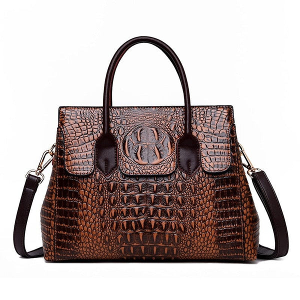 Bolsa Feminina de Couro Crocodile Luxo Bolsa F. de C. Crocodile Luxo M6 Superfacilita 