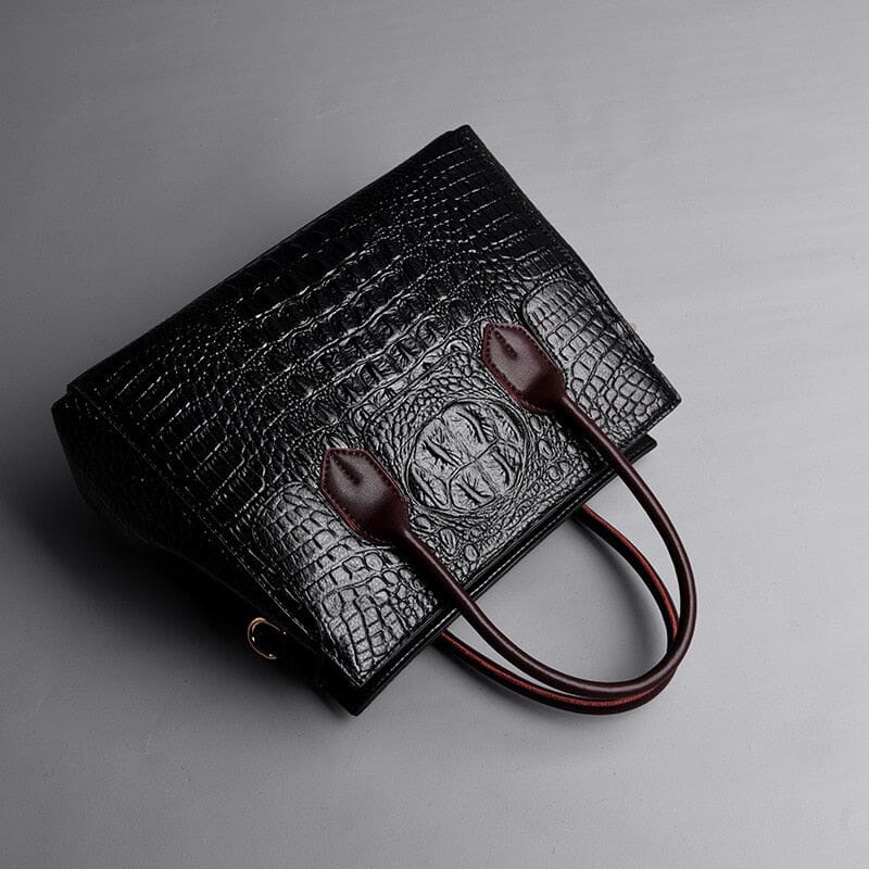 Bolsa Feminina de Couro Crocodile Luxo Bolsa F. de C. Crocodile Luxo M6 Superfacilita Preto 