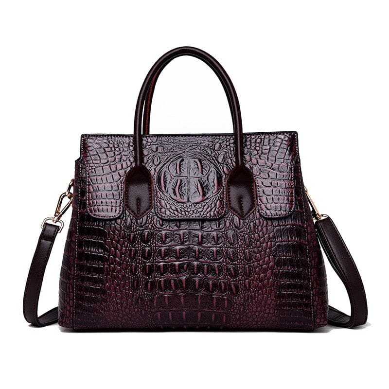 Bolsa Feminina de Couro Crocodile Luxo Bolsa F. de C. Crocodile Luxo M6 Superfacilita Roxo 