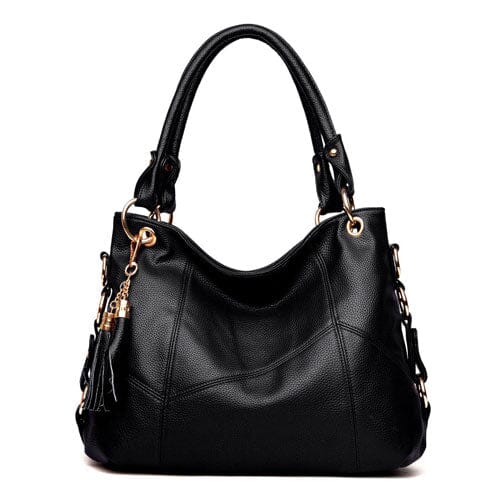 Bolsa Feminina de Couro Valentim Bolsa F. Couro Valentim G-4 Superfacilita Preto 