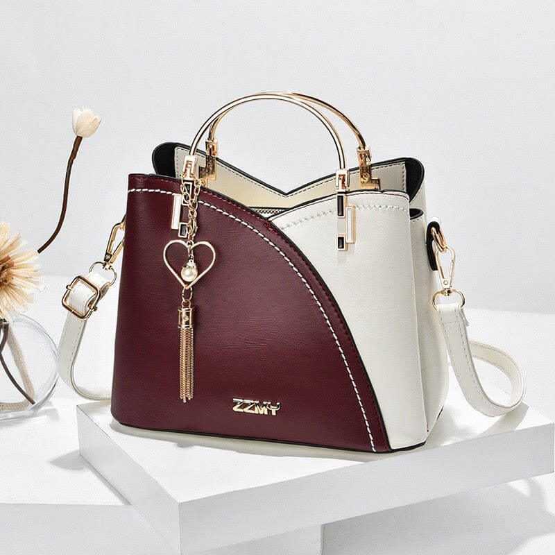 Bolsa Feminina Duo Color Bolsa Feminina Duo Color Superfacilita Bordô/Branco 