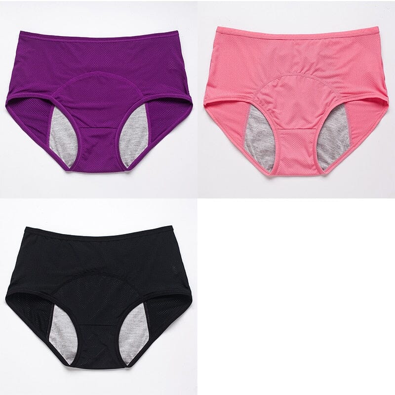 Calcinha Absorvente - Dry Comfy - COMPRE 2 LEVE 3 calcinha abs 3un Superfacilita Preto + Rosa + Roxo M (40-65kg) 