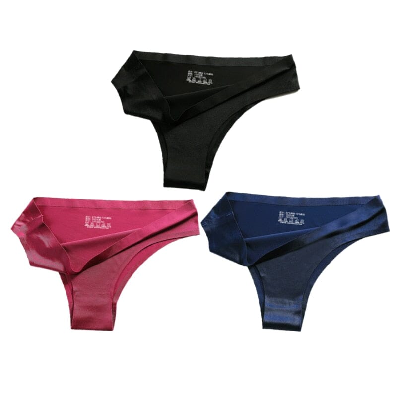 Calcinha Sexy Panties - Kit 3 Peças Calcinha S Costura 3 pcs Superfacilita Preto + Rosa Pink + Azul P 