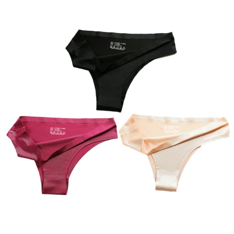 Calcinha Sexy Panties - Kit 3 Peças Calcinha S Costura 3 pcs Superfacilita Preto + Rosa Pink + Nude P 