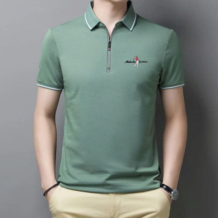 Camisa Polo Masculina com Zíper Camisa Polo Masculina com Zíper Superfacilita P Verde 