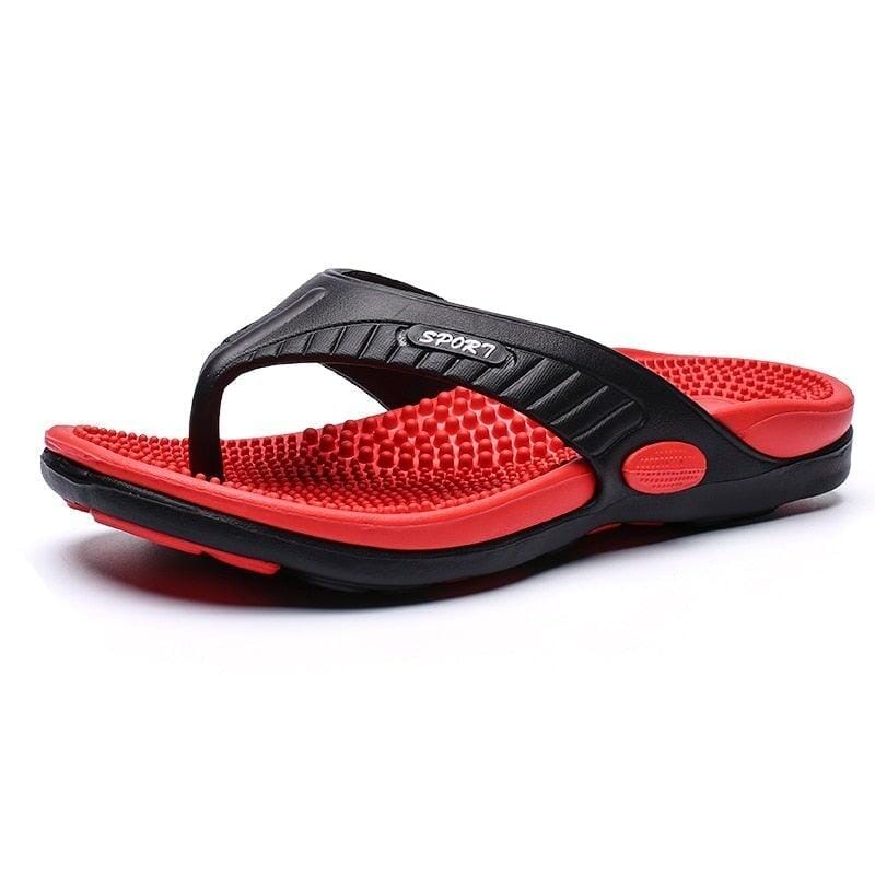 Chinelo Ortopédico Masculino Massageador Chinelo O. Masculino Superfacilita Vermelho 37 