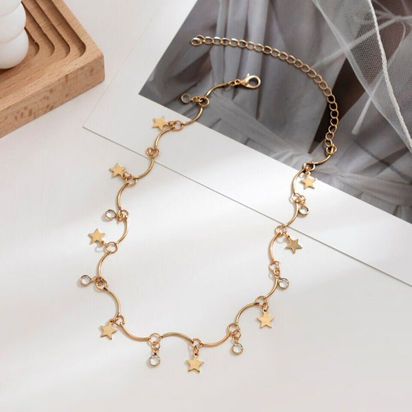 Colar Choker com Estrelas e Zircônias Colar Choker com Estrelas e Zircônias Superfacilita 