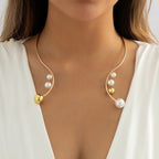 Colar Choker Folheado a Ouro com Pérolas Colar Choker Folheado a Ouro com Pérolas Superfacilita 