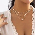 Colar Coração Triplo Folheado a Ouro com Pérolas Colar Coração Triplo Folheado a Ouro com Pérolas Superfacilita 