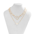 Colar Coração Triplo Folheado a Ouro com Pérolas Colar Coração Triplo Folheado a Ouro com Pérolas Superfacilita 