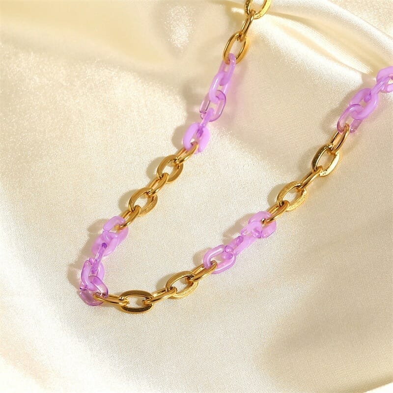 Colar de Elos Cartier e Detalhes Lilas Colar de Elos Cartier e Detalhes Lilas Superfacilita 