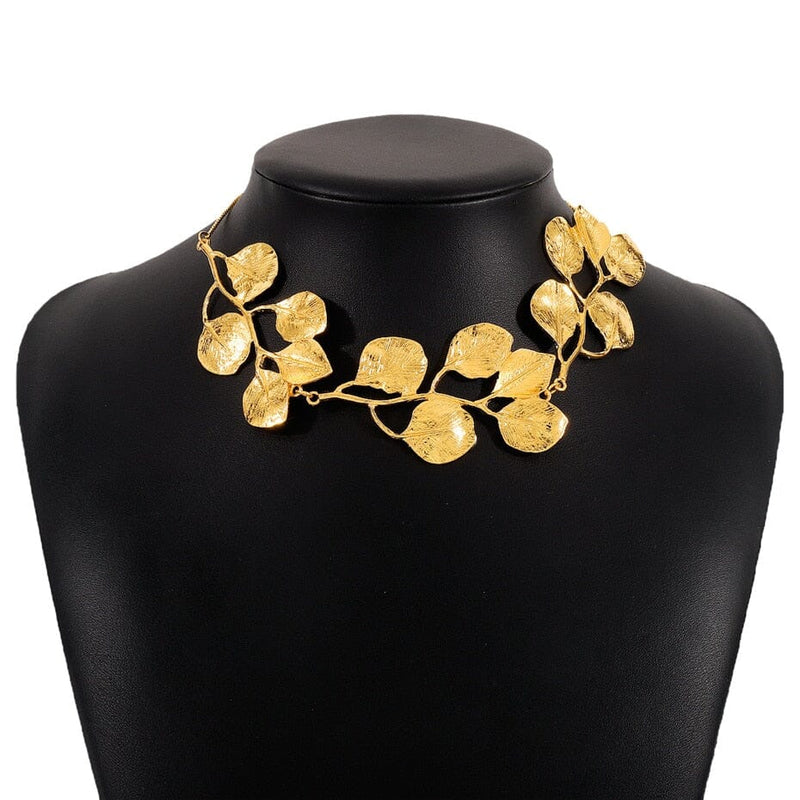 Colar Folhas com Corrente Veneziana Folheado a Ouro Colar Folhas com Corrente Veneziana Folheado a Ouro Superfacilita Dourado 