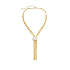 Colar Malha Fina Folheado a Ouro com Pérola Central Colar Malha Fina Folheado a Ouro com Pérola Central Superfacilita 