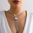 Colar Malha Fina Folheado a Ouro com Pérola Central Colar Malha Fina Folheado a Ouro com Pérola Central Superfacilita Prata 