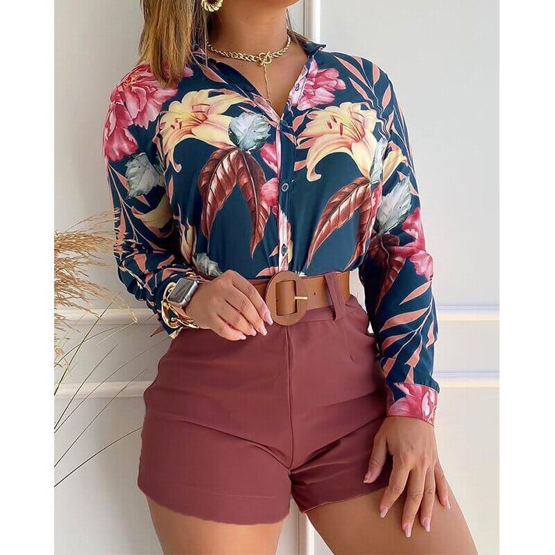 Conjunto Belíssima Blusa e Short Conj Short Blusa estanp m lg Superfacilita 